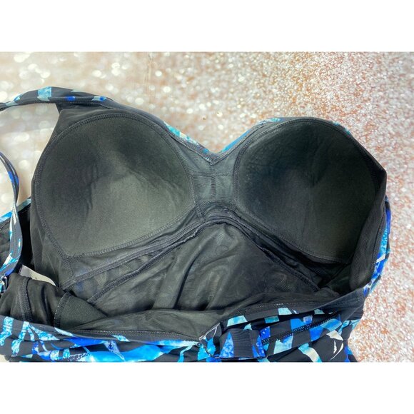 Swimsuits for All Women’s Plus 24 Twist Front Swim Dress One Piece Black New - Picture 5 of 9